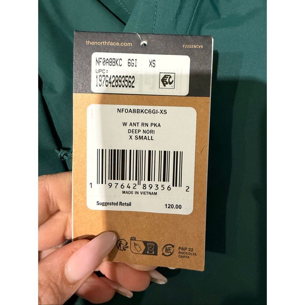 The North Face Hooded Antora Rain Full Zip Parka Deep Nori Green XS - Picture 7 of 7